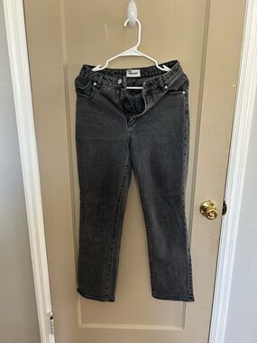 ROLLA'S Women's Gray Black High Rise Straight-Leg Jeans